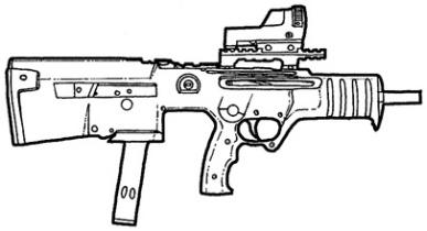 IMI Tavor-2 Range : 250 meters Cost : 480 eb Length : 52 cm Country : Israel An updated version of the Micro-Tavor MTAR-21.