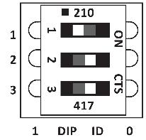 2 Set the dip switches of Battery 2 to ID 25: Move dip switch 1 to position 1 (to the left), move dip switches 2 and 3 to position 0 (to the right).