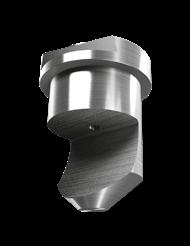 Tongue-type nozzles with dovetail Series 686. XXX.WW.5 Wide, sharply defined flat fan pattern. Non-clogging. Automatic jet alignment due to dovetail guide. Applications: Pickling, rinsing.