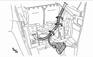 (e) Secure the crossover harness to vehicle harness with three wire ties in the driver side