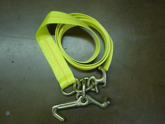 2 inch by 15 ft auto tie down strap with R, T and heavy duty forged J hook. 3335 safe working load limit.