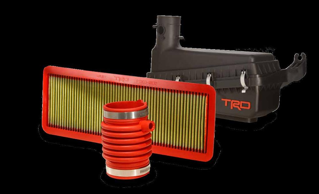 Features reusable TRD high-flow air filter Dyno-tested to deliver an increase in both horsepower and torque for improved acceleration