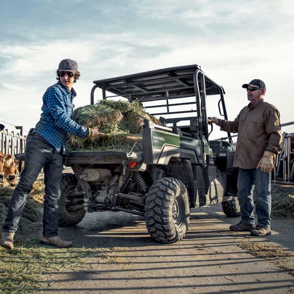 On site or on the farm, the class-leading 453kg capacity of the long and low tipping cargo bed and 907kg towing potential makes light work of the heaviest tasks.