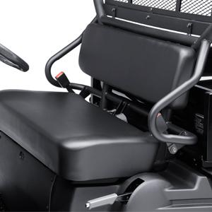 All-weather seat cover provides a secure perch for the driver and passenger.