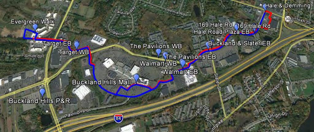 Connecting Service Opportunities: Buckland Hills Option A: Connections to UConn Hartford at Buckland Hills Mall Legend Eastbound Westbound Schedule EB & WB UConn Hartford at same time Coordinate