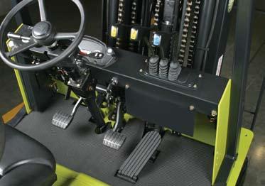 n Inching Valve Left brake pedal operation allows for precisely controlled travel speeds during high speed lifting.