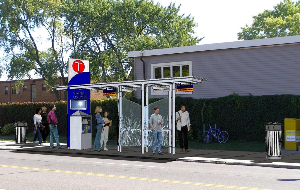 Identifiable, high-amenity transitway stations CONCEPTUAL DESIGN Actual station to be designed in 2013 Distinctive