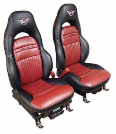 1997-2004 Embroidered Leather Seat Covers Corvette America Leather Seat Covers are now available with the C5 emblem embroidered on the headrest in your choice of black, red or silver.