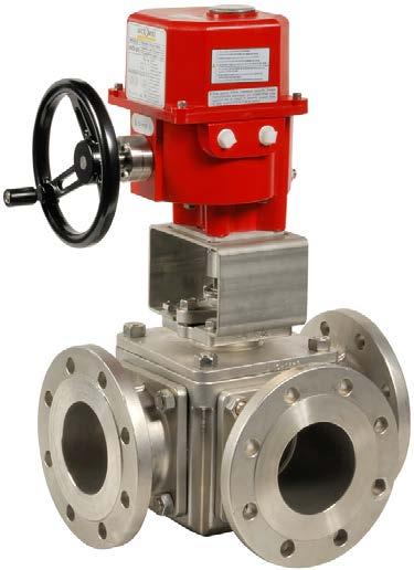 CHARACTERISTICS The 3-way stainless steel 783-5+AP (L-port) and 784-6 +AP (T-port) ball valves are dedicated to the mixing, diverting or automatic discharging of industrial unloaded fluids.