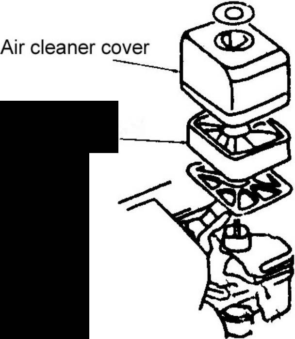 Filter element 1) Unscrew the wing nut and remove the air cleaner cover and filter element.