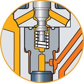 The valve plunger is pushed against the spring force and connects the control chamber to the fuel return. This reduces the pressure in the control chamber.
