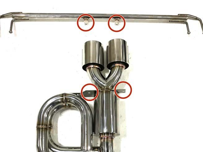 remaining exhaust The two brackets on the hanger bar circled in red will align
