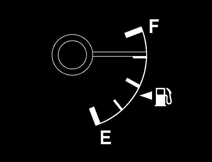 FUEL GAUGE LIC2057 The gauge indicates the approximate fuel level in the tank. The gauge may move slightly during braking, turning, acceleration, or going up or down hills.