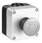 Degree of protection: IP65 (except dual pushbutton: IP40) Dual pushbutton switches available with two pushbuttons and a pilot light integrated into one space-saving control unit.