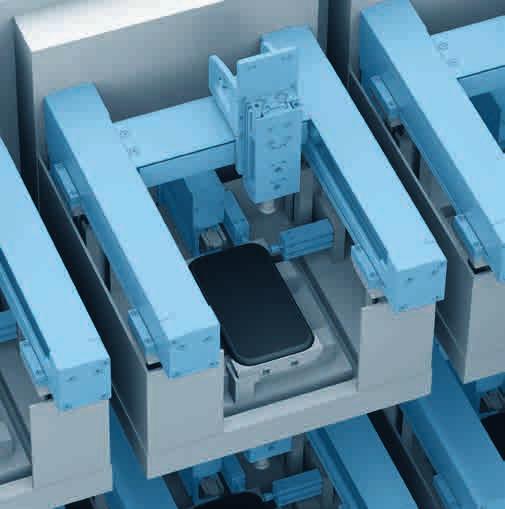 The individual workpiece carriers are fixed into place in the testing device using several multimount