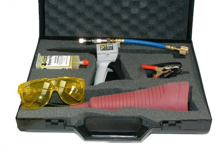 LEAK DETECTION Complete UV Dye Detection Kits UV Glo-Gun & Piranha Leak Detection Kit Strong Piranha lamp, powered by 12v battery Glo-Gun applicator c/w