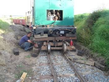bogey derailed because of the weight of the locomotive on