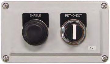 E. 2-Way Platform Control Station - Optional (1) ENABLE SWITCH black push button switch. This button must be depressed to activate the PLATFORM extend/retract or left/right.