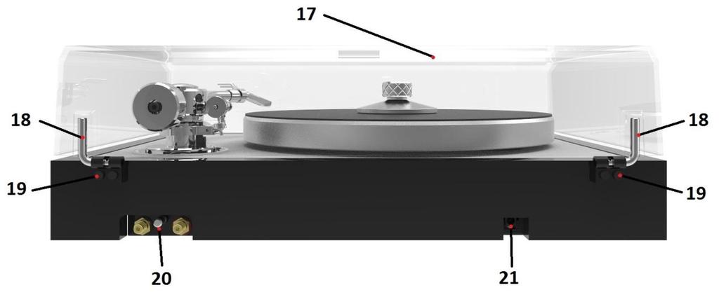 Ortofon Century 100 year jubilee edition turntable Controls, features and connections (1) MAIN PLATTER WITH PRO-JECT LEATHER IT (2) CHASSIS (3) RECORD