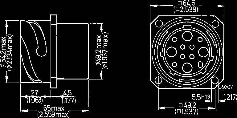 Receptacle 62A36-11P-E1D-B-01 62A36-11P... designates a receptacle. It mates with plug 66PG36-11S.