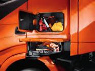 The cab also has two spacious illuminated storage compartments, accessible