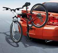 Both styles feature carrying clamps with rubber inserts, a cable to lock bikes to carrier and an anti-theft bolt that locks