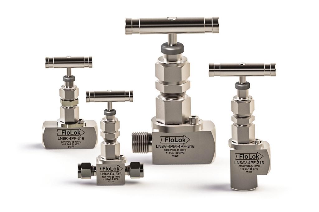Locked Bonnet Needle Valves Series Working Pressures up to 6000 psig (413 bar) Temperature Range from -65 to 1200 F (- 53 C to 648 C) Flow