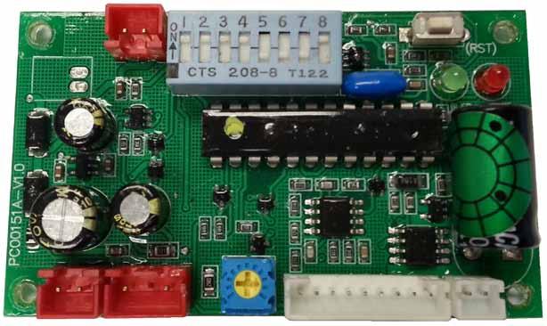HB-8000C Series Sensor Operated Flush Valve Control Module 1 2 3 4 9 8 7 6 5 1. DC Input Pin Receptor 2. Dip Switches 3. Reset Button 4. Indicator Lights 5.