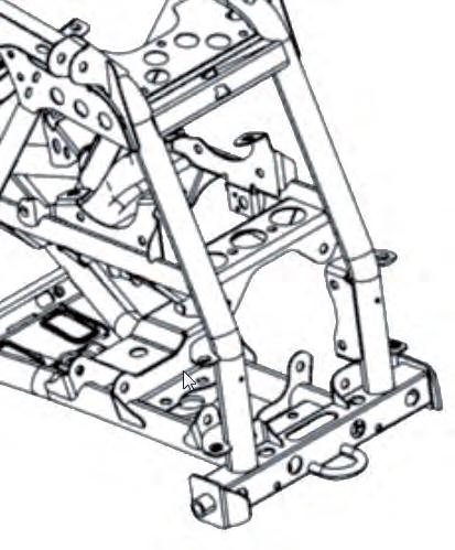 Place winch into frame location while routing winch positive and negative wires to the location under the front rack and install (4) bolts, lock washers and washers