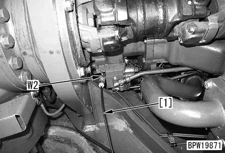 Testing parking brake oil pressure (WA470-GJB0-360-K-00-A) a Testing tools Symbol W 1 Part No.