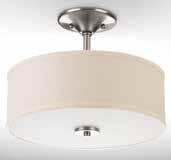 LED Off-white linen shade with diffuser. LED SEMI-FLUSH MOUNT P3683-0930K9 Brushed Nickel P3683-2030K9 Antique Bronze 13 dia., 10-5/8 ht. One 3000K 17w LED module included. 1452 source lumens, 90 CRI.