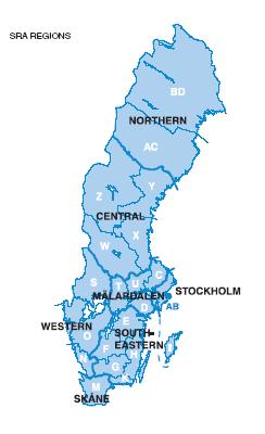 Europe and Sweden 7 regions + main office