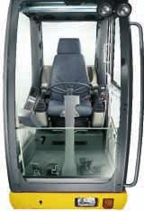EXCAVATOR CAB COMFORTABLE AND ROOMY A spacious, noise-insulated, comfortable cab is a setting for healthy, fatigue-free work; the ergonomic seat