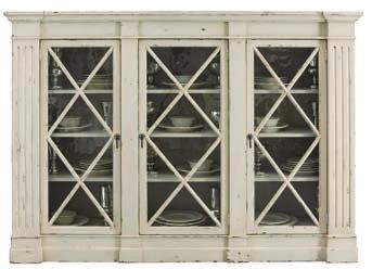 Auberge INDEX 351-352 display cabinet W 79-1/2 D 19 H 56 in. W 201.93 D 48.26 H 142.24 cm. Poplar solids and maple veneers.