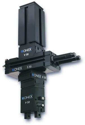 KONEX Modular Gripping System Weight-reduced, low-price gripping system consisting of a linear unit, a gripper and a rotary unit connected with snap-on connectors, so that the modules do not need to