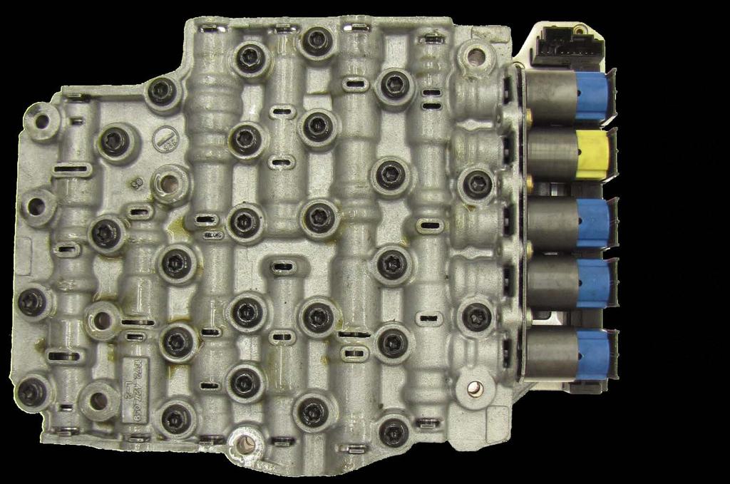 The valve body has five solenoids: a main pressure control solenoid (PCA-A), torque converter clutch solenoid (TCC),