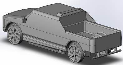 The three modifications that have been done in the rear box are: Modification 1: Wider tailgate top Modification 2: Cab roof spoiler with back cabin screen Modification 3: Tonneau cover a. b. c. Figure 2: a.