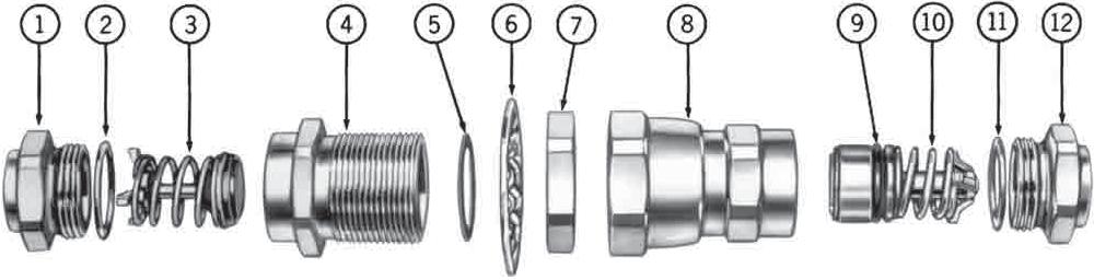 Assembly Instructions/Component Part Numbers AIR COUPLINGS Typical Male Coupling Half (S2) Assembly Instructions Steps: 1.
