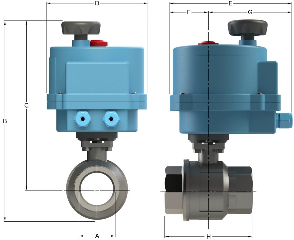 6 Motorized Stainless 2 Way Valves Installation and Operation Manual Actuator Specifications Valve Model Voltage Input Absorbed Current Specifications Absorbed Power Temp. Rating Working Time Max.