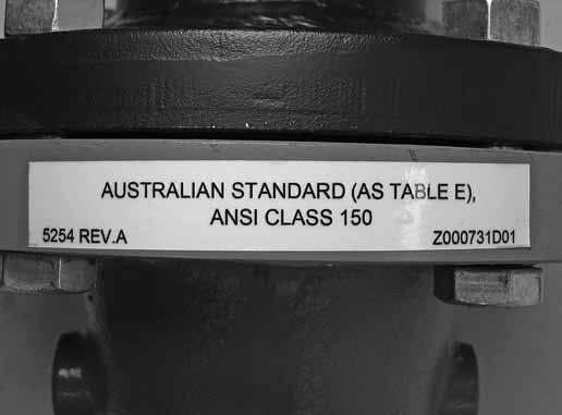 IDENTIFICATION LABEL MAKING THE FLANGE CONNECTION Each Series 731-D/ contains a label that identifies the flange pattern dimensions to which the product conforms.