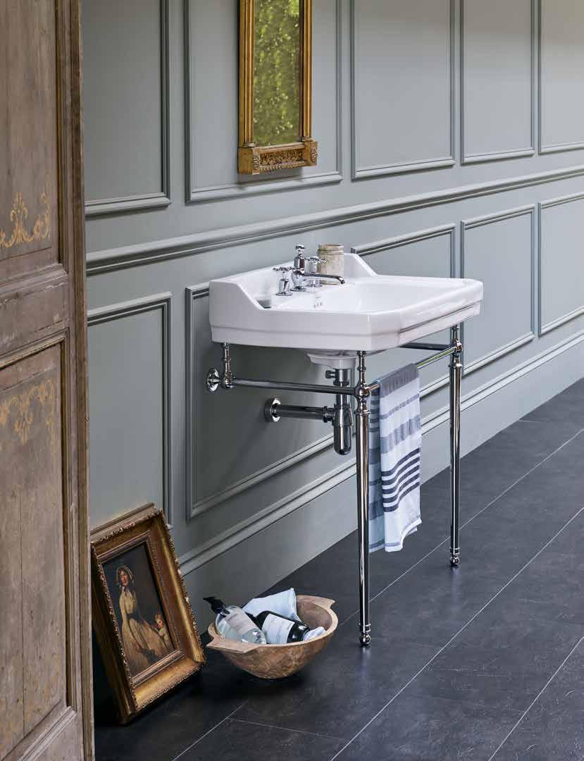 Edwardian 800mm basin, traditional bottle trap, chrome washstand and