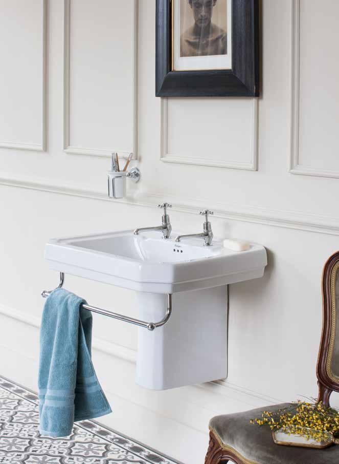 High level WC, White ceramic cistern with oak throne seat.
