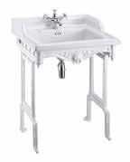 washstand W: 650 D: 575 H: 860 Classic 650mm rectangular basin shown with chrome washstand W: 650