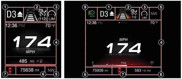 KNOWING THE INSTRUMENT PANEL DISPLAY DESCRIPTION The vehicle can be equipped with a 3.5" or 7" TFT Display.