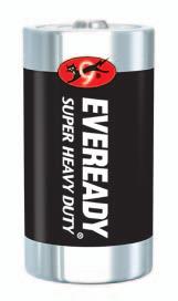 required EVEREADY Super Heavy Duty 1215 15D R6 Carbon-Zinc 1.5 14.5 Dia. x 50.5 192 1212 24D R03 Carbon-Zinc 1.5 10.5 Dia x 44.5 48 1235 14D R14 Carbon-Zinc 1.5 26.