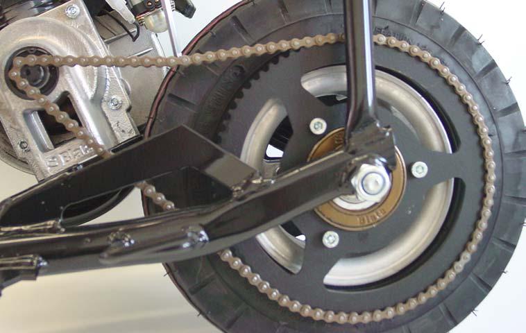 Service and Chain Adjusting: The chain adjustment can be seen on the Fig. 3. Unscrewing three bolts M 6 914.007.