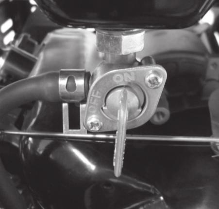 Step 5: Step 2: Turn the fuel tap to the on position (see below, right). Once the engine is running and warm enough, slide the choke lever to the left RUN position.
