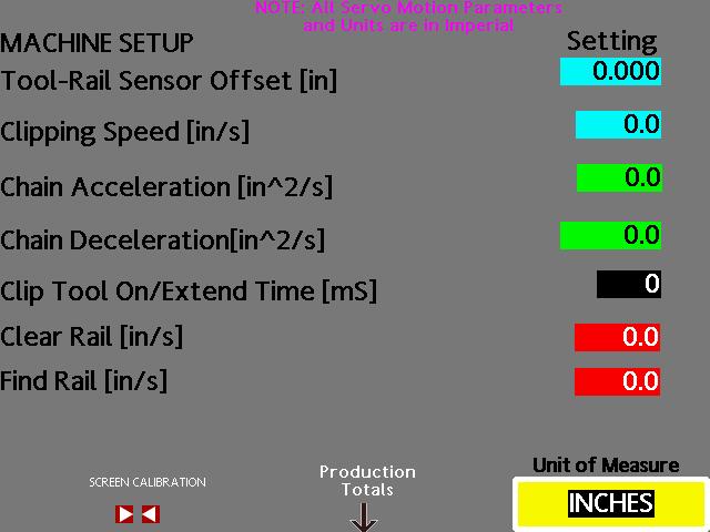 Machine Speed Adjustments (continued) Acceleration and deceleration. Factory suggestion for acceleration is 500 (not to exceed 600) and factory suggestion for deceleration is 250.