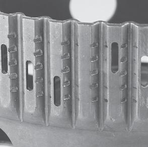 Every time the clutches apply, the clutch teeth dig into the soft drum metal a little bit. After that has happened repeatedly, these notches appear and get progressively deeper.