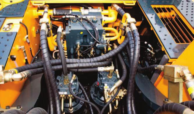 Computer Aided Power The engine horsepower and hydraulic horsepower together in unison through the advanced CAPO (Computer Aided Power Optimization) system flow for the job at hand.